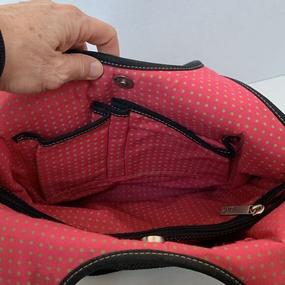 The Sak Black Knit Mesh Shoulder Bag with Mother of Pearl Charm - Picture 6 of 12